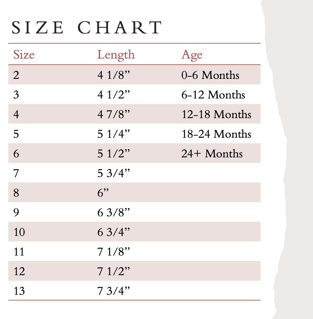 Sizing Chart – Little Love Bug Co.