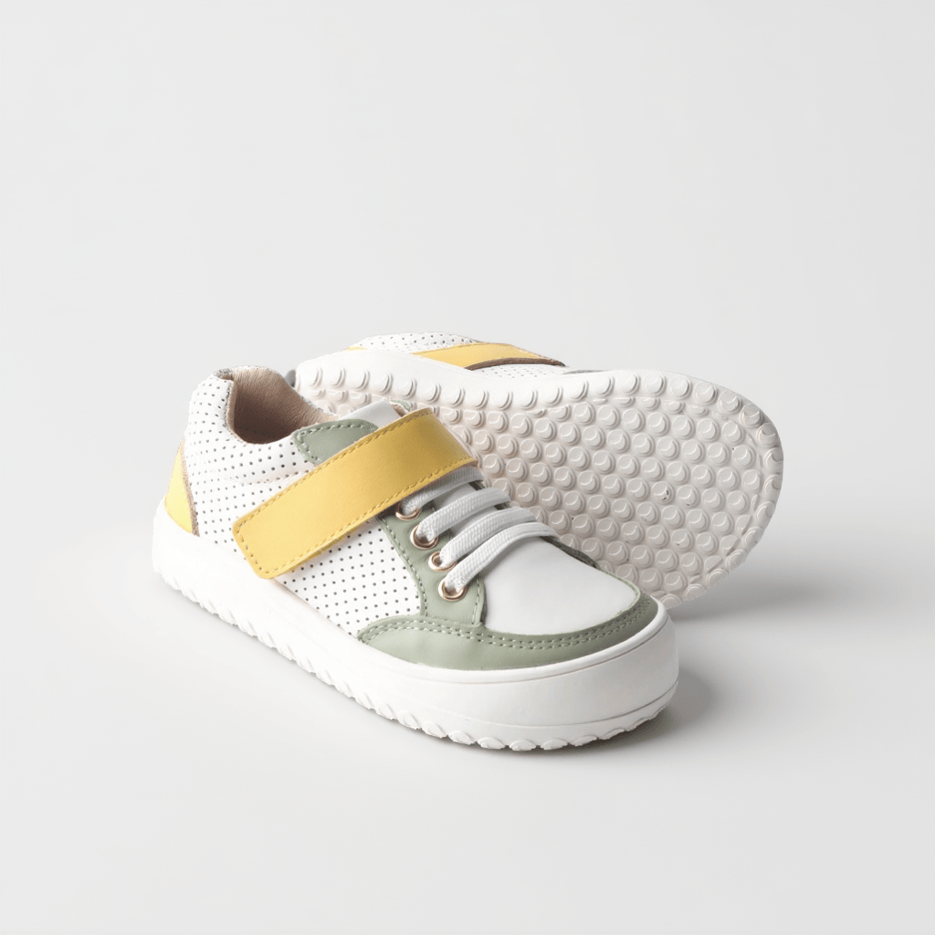 Little Love Bug Co. Sneaker Green and Yellow Discontinued / 4 (Original Non-Slip Soft Sole) The Play Perfect Patterned Low Top