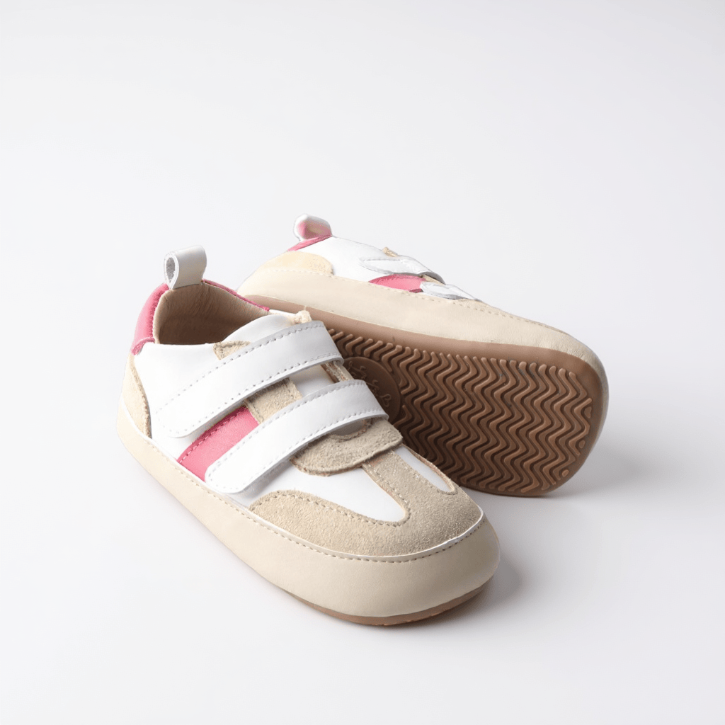 Little Love Bug Co. Sneaker White and Pink / 4 (Original Non-Slip Soft Sole) The Blake