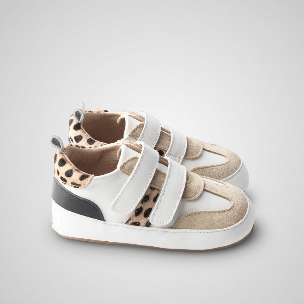 Little Love Bug Co. Sneaker White Cheetah / 4 (Original Non-Slip Soft Sole) The Blake