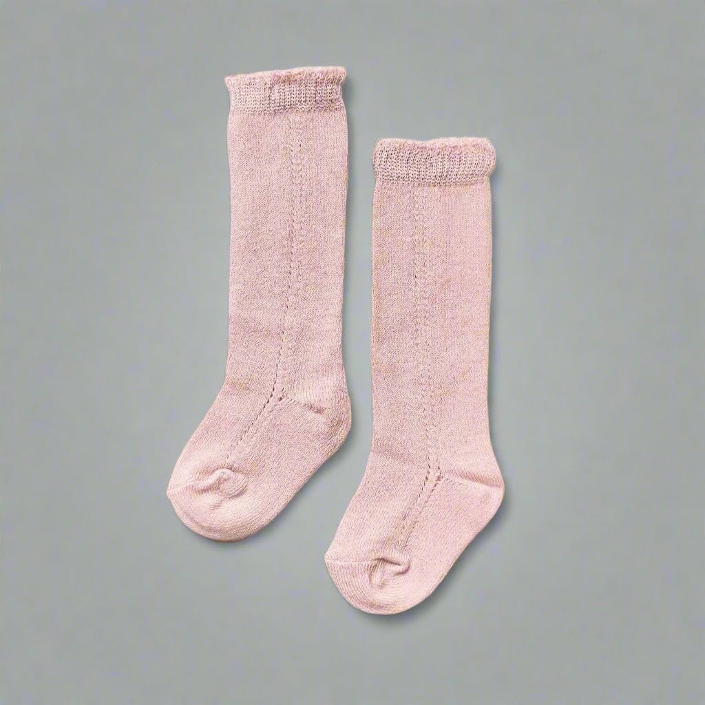 Little Love Bug Co. Socks 2 Pairs of Pink Socks / 0-12 Months LLB Eyelet Knee High Socks (2 pairs in each order)
