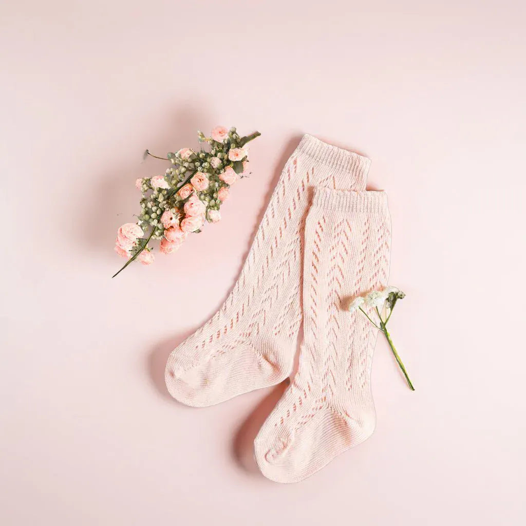 Little Love Bug Co. Socks 2 Pairs of Pink Socks / 0-18 Months LLB Crochet Knee High Socks (2 pairs in each order)