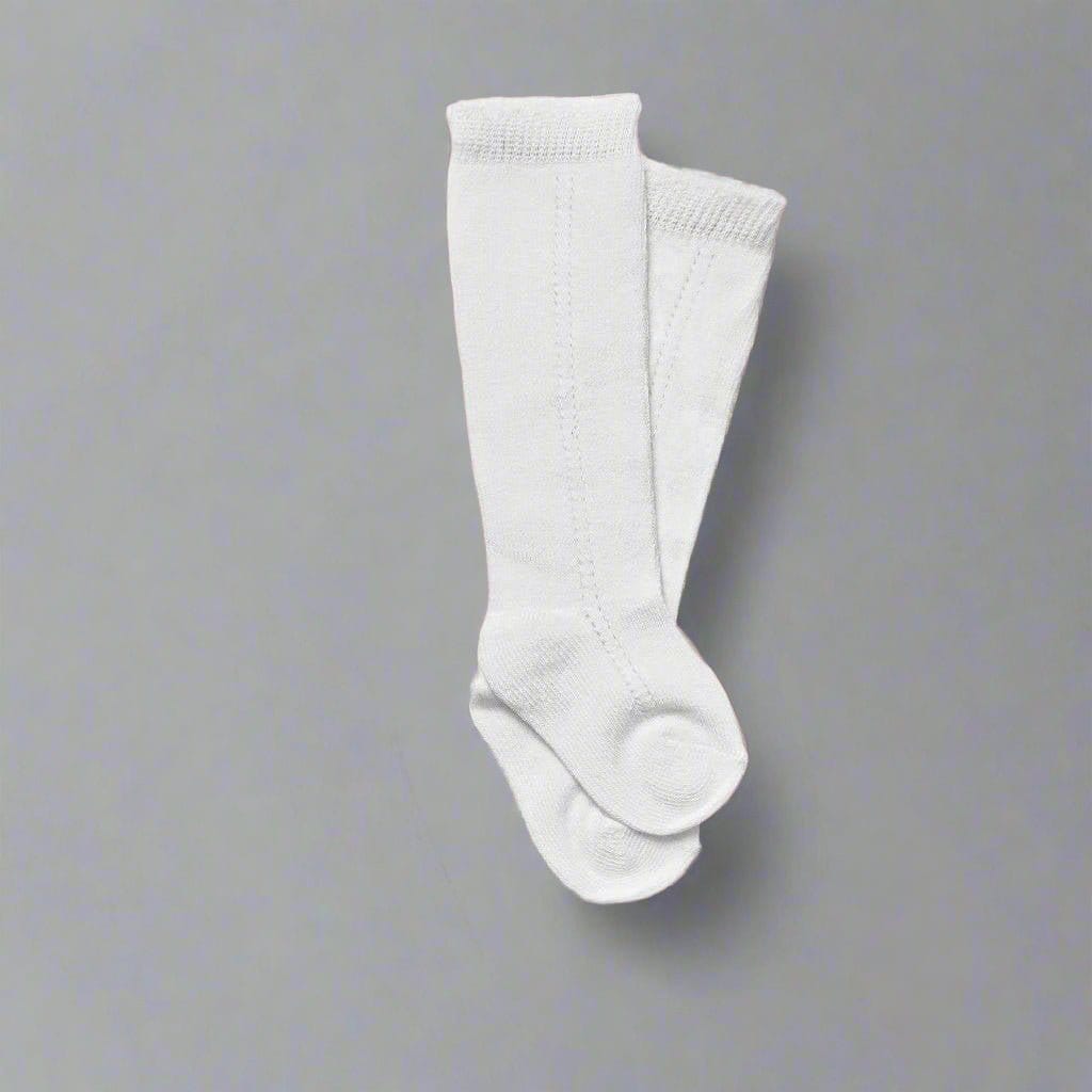 Little Love Bug Co. Socks 2 Pairs of White Socks / 0-12 Months LLB Eyelet Knee High Socks (2 pairs in each order)