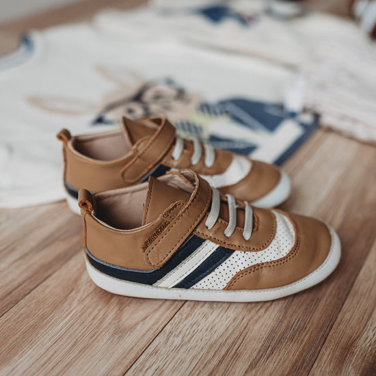 Brown and Navy Henry Low Top - Little Love Bug Co.