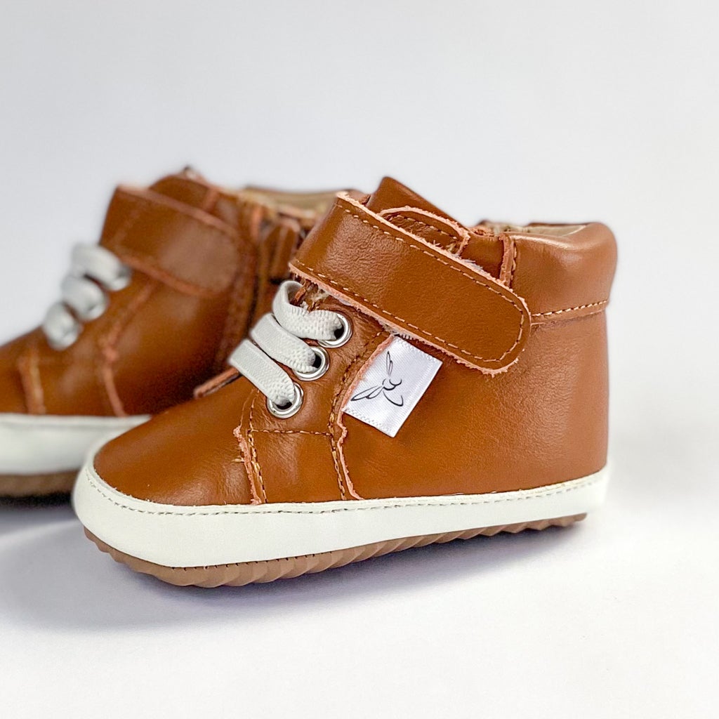 Load image into Gallery viewer, Brown High Top Casual Shoe Little Love Bug Co. 4 (Weatherproof Soft Sole) 
