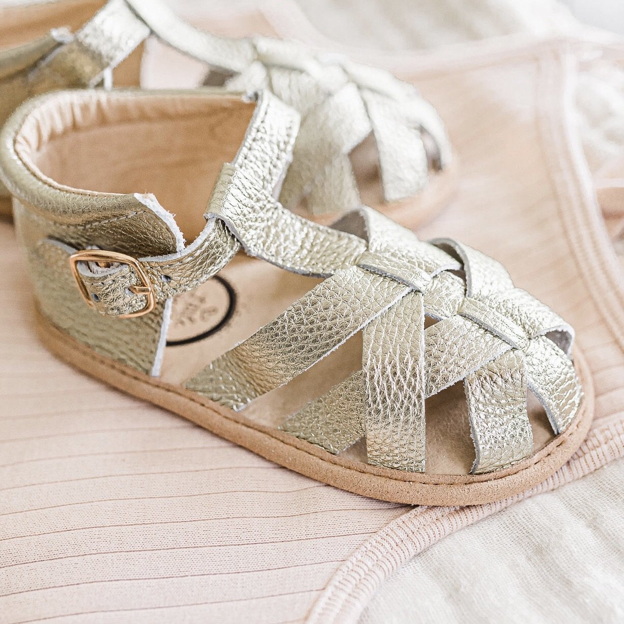 Load image into Gallery viewer, Gold Closed Toe Sandal Sandal Little Love Bug Co. 2 (Weatherproof Soft Sole) 
