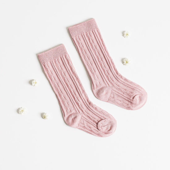 Little Love Bug Cable Knit Knee High Socks Socks Little Love Bug Co. 0-18 Months Pink 