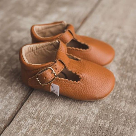 Load image into Gallery viewer, Pecan T Bar T-Bar with Anti-Slip Sole Little Love Bug Co. 
