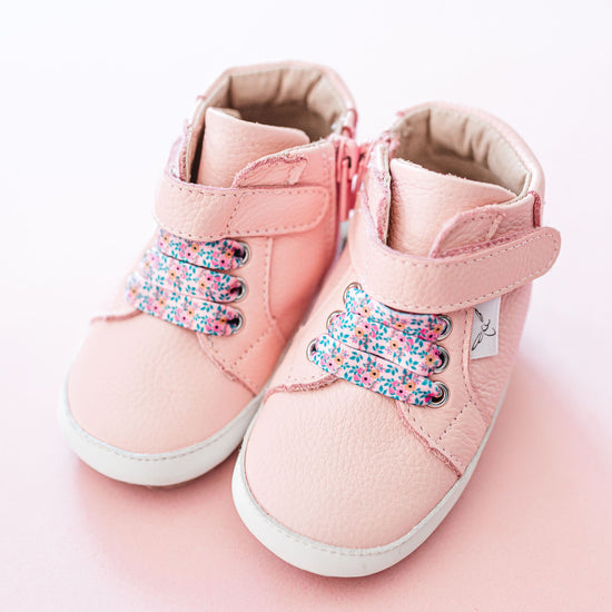 Load image into Gallery viewer, Pink High Top Casual Shoe Little Love Bug Co. 8 (Low Profile Tennis Shoe Sole) 
