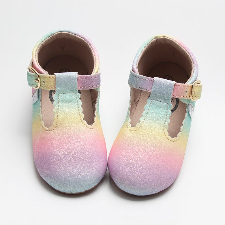 Load image into Gallery viewer, Rainbow T-Bar T-Bar with Anti-Slip Sole Little Love Bug Co. 2 (Original Non-Slip Soft Sole) 
