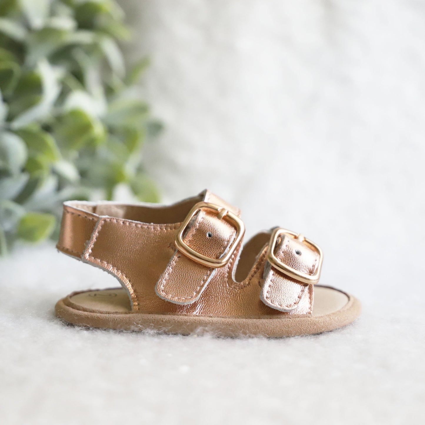 Load image into Gallery viewer, Rose Gold Charley Sandal Sandal Little Love Bug Co. 5 (Minimalist Sole) 
