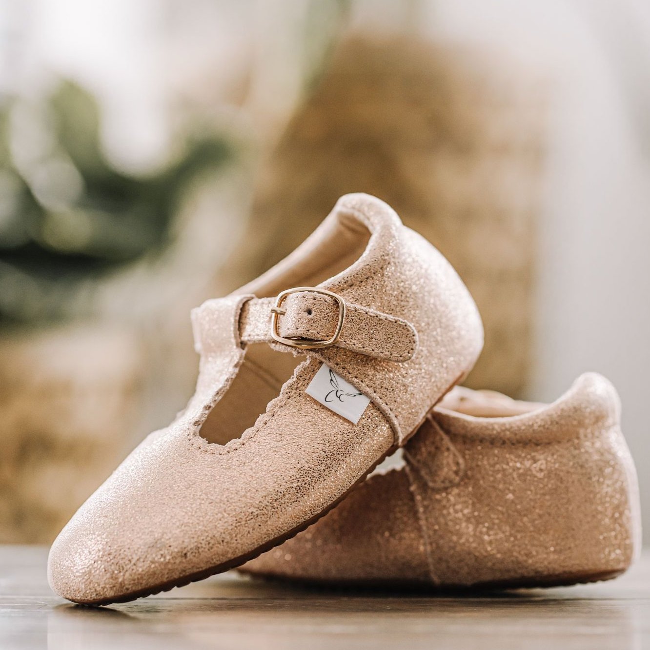 Rose Gold Sparkle T Bar T-Bar with Anti-Slip Sole Little Love Bug Co. 