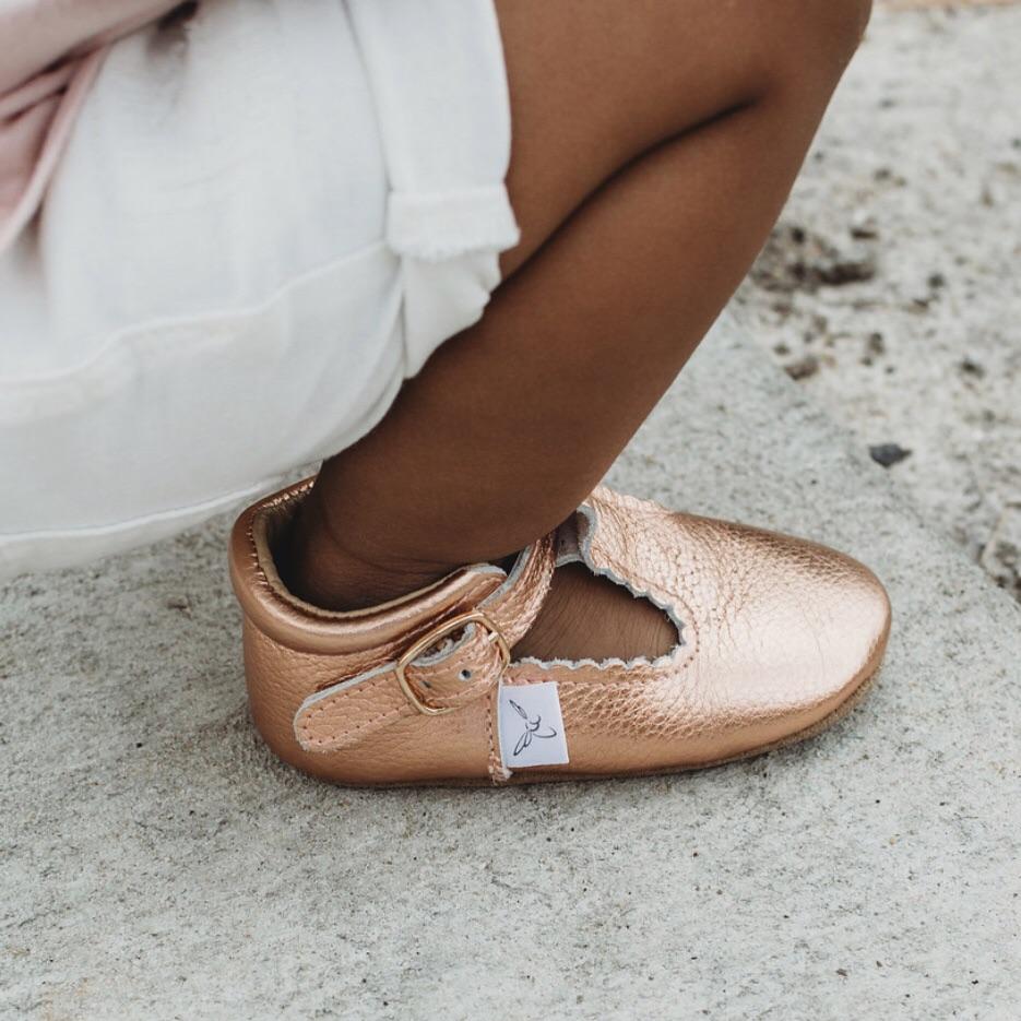 Load image into Gallery viewer, Rose Gold T Bar T-Bar with Anti-Slip Sole Little Love Bug Co. 
