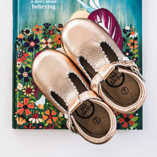 Load image into Gallery viewer, Rose Gold T Bar T-Bar with Anti-Slip Sole Little Love Bug Co. 
