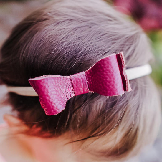Soft Leather Bow Headbands Hair Bows Little Love Bug Co. Purple 